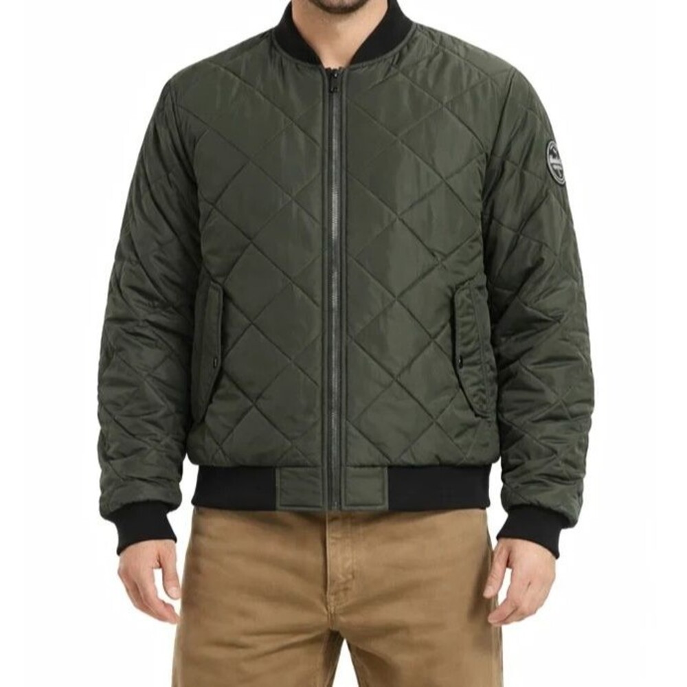 HAWKE & CO Bomber Jacket Mens Medium Green Diamond Quilted Heritage